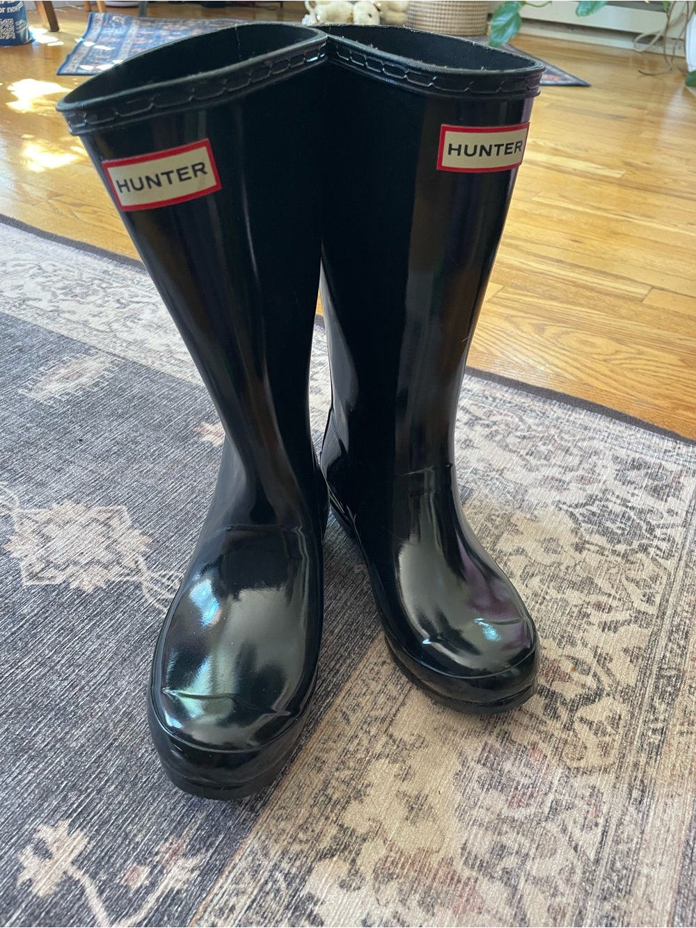 Hunter Gloss Black Tall Kids Rain Boots